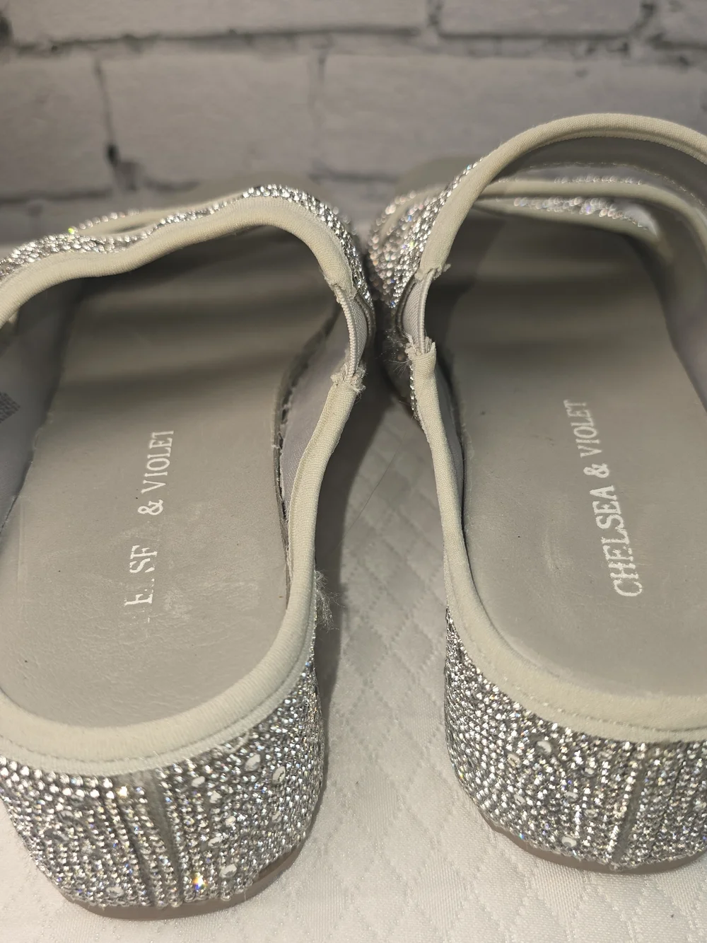 Chelsea & violet rhinestone-embellished double strap sandals platform women’s 8